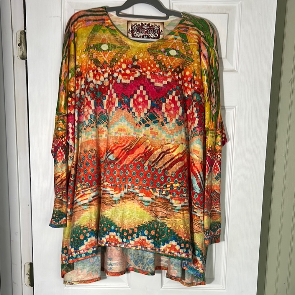 Amma Design Colorful Geometric Print Blouse